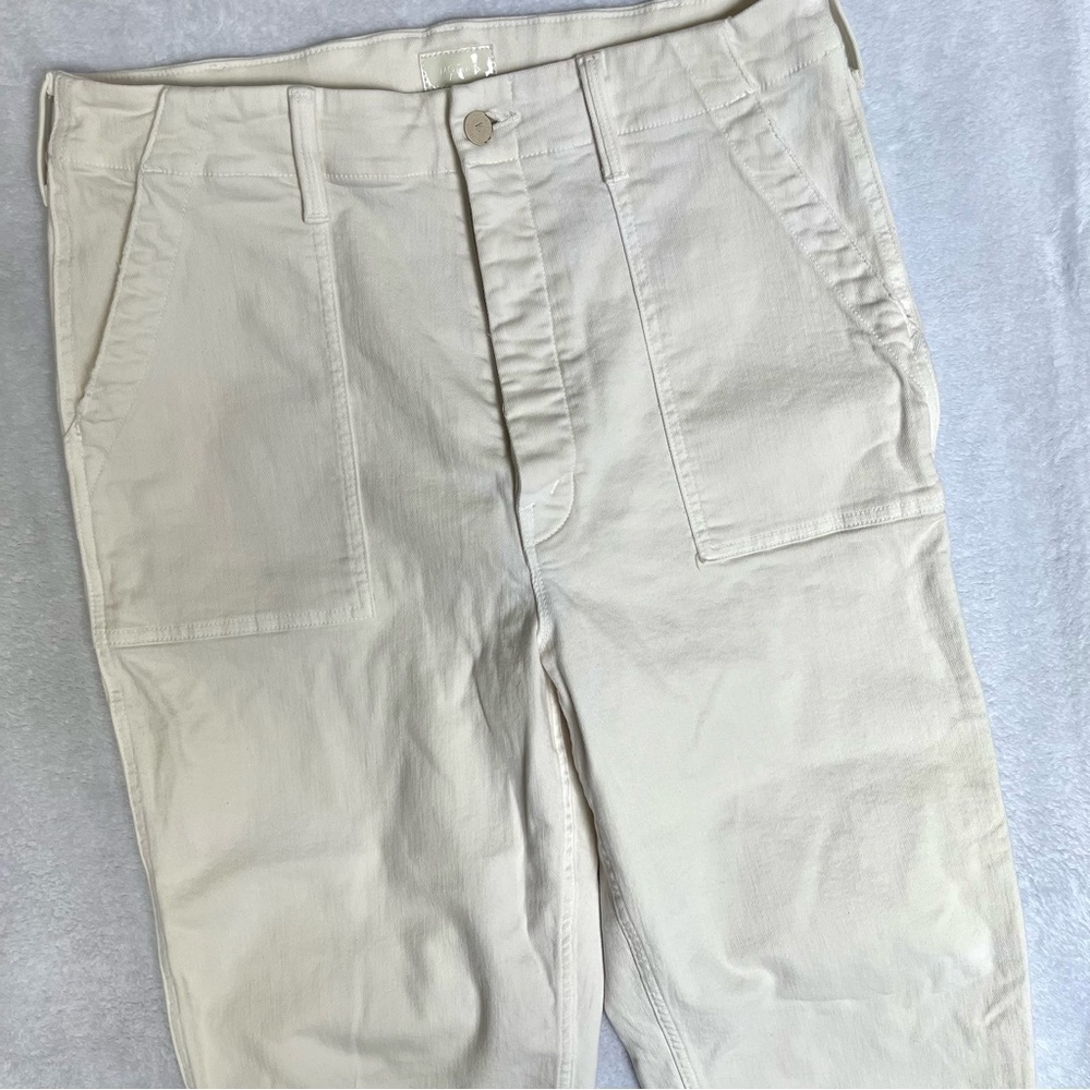 MOTHER Denim Jeans The Patch Pocket Private Ankle Fray Sz 31 Cream Puffs EUC - Picture 7 of 16